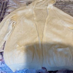 White Knit Cardigan with Pockets